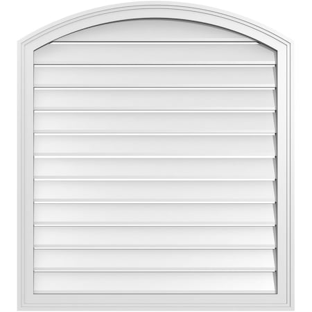 Ekena Millwork Arch Top Surface Mount PVC Gable Vent: Non-Functional, w/2"W x 1-1/2"P Brickmould Frame, 34"W x 36"H GVPAR34X3602SN